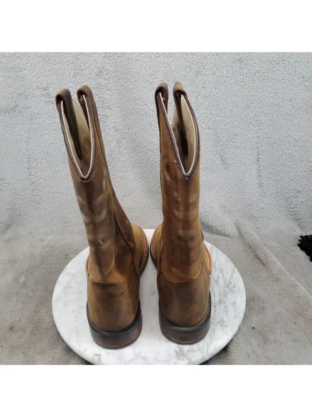 Old West Shoes Boys Size 4.5 Brown Leather Western Cowboy Boots *Read*